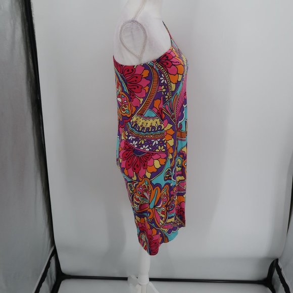 Lilly Pulitzer One Shoulder Floral Bodycon Dress Size Large 70's Vibes - Picture 13 of 13